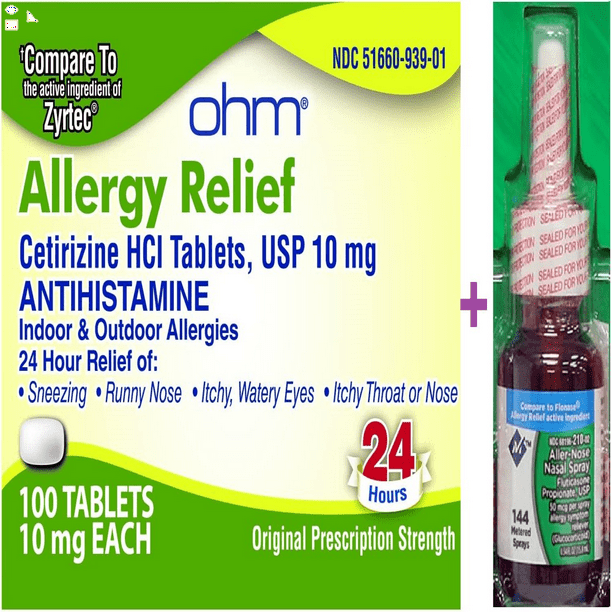 Cetirizine 10Mg NonDrowsy Allergy Relief Tablets Antihistamine (100 Ct