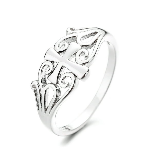 Sterling Silver Scroll Cross Ring