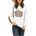thumbnail image 1 of Femmes Halloween Drôle Sweat-Shirt Citrouille Graphique Pulls Léopard Haut Manches Longues Col Rond Chandail, 1 of 4