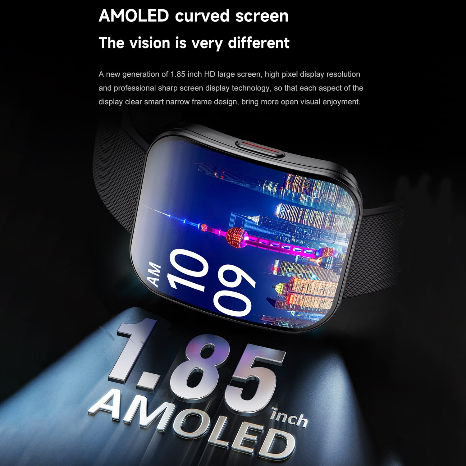 Smart Watch for Men Women, 1.85" AMOLED Display Smartwatch (Answer/Make Calls), 100+ Sports Modes Fitness Tracker, Sleep Monitor, IP68 Waterproof Activity Watch for Android iOS, Black