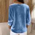 thumbnail image 4 of CIENVNSTG Women's Loose Fit Velvet Tops Long Sleeve Crew Neck Solid Color Pattern Soft Cozy Weave Casual Trendy Blouse for Spring Fall Indoor Daily Outfits And Daily Commute Sky Blue L, 4 of 4