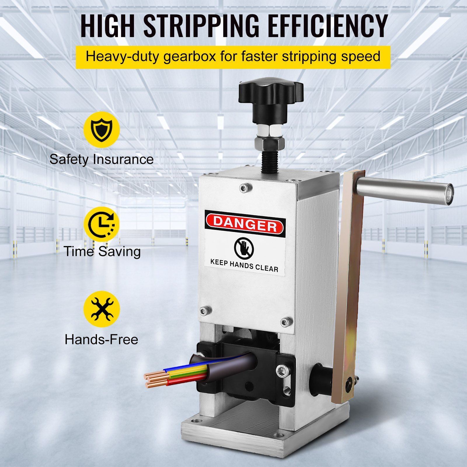 Manual Wire Stripper Machine 0.06-0.98 Inch, Hand Crank Wire Stripping Tool for Scrap Copper Recycling, Portable & Durable Aluminum Construction