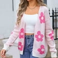 thumbnail image 4 of CaiJunJia Sweaters for Women No Boundaries Fall Winter Women's Casual Cardigan Sweaters Flower Lightweight Coat Round Neck Knitted Button Down Cardigans, 4 of 6