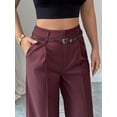 thumbnail image 5 of Wide Leg Work Pants for Woman Stretchy Office Slack Pants Pull on Business Trousers with Pockets Wine Red XL, 5 of 8