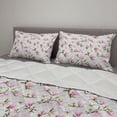thumbnail image 2 of Vintage Comforter & Sham Bedding Set, Magnolia Leaves with Greyscale Quatrefoil Pattern Background, 3 pcs Duvet Set Microfiber Filling Quilt, 5 Sizes, Pale Pink Pale Grey, by Ambesonne, 2 of 4