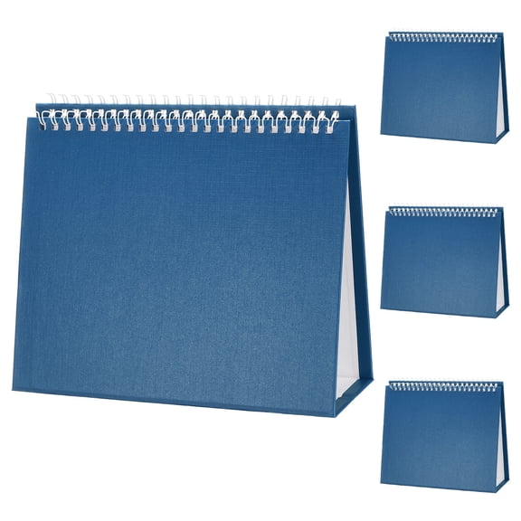 Uxcell 4 Pack Blank Desk Calendar Base, Flip Calendar Standing 8.3 x 6.7" Pearl Paper Small Desk Calendar for DIY Home Office Desktop Accessory Decor Monthly Planner, Blue