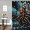 thumbnail image 2 of Orinice  Octopus Shower Curtain Nautical Sea Animal Tentacles Vintage Sailboat Bath Curtain Funny Cool Kraken Theme Bathroom Decor Set Machine Washable Waterproof Fabric  69x72, 2 of 7