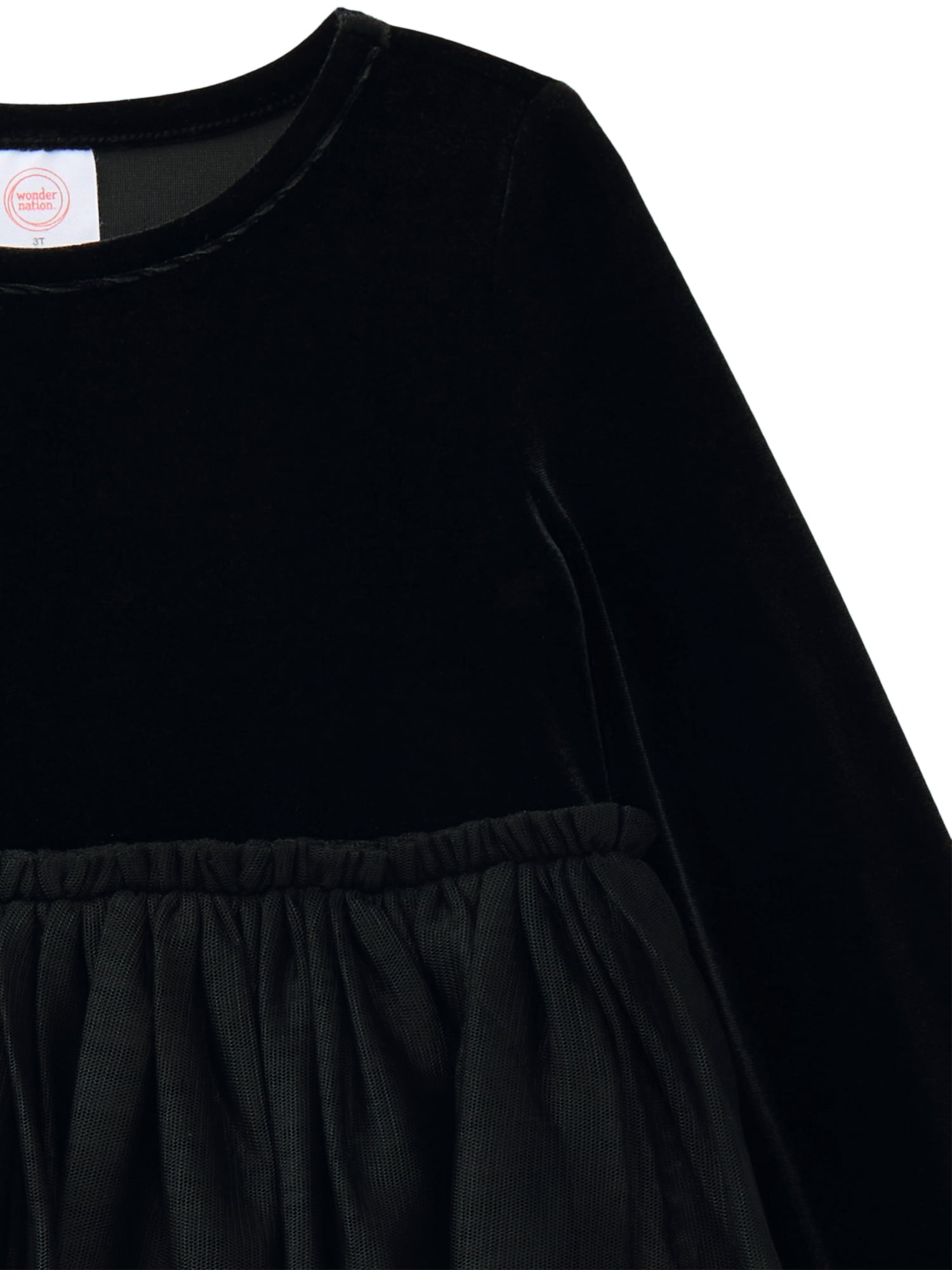 Wonder Nation Toddler Girls' Velour Tutu Dress with Long Sleeves, Sizes 12M- 5T