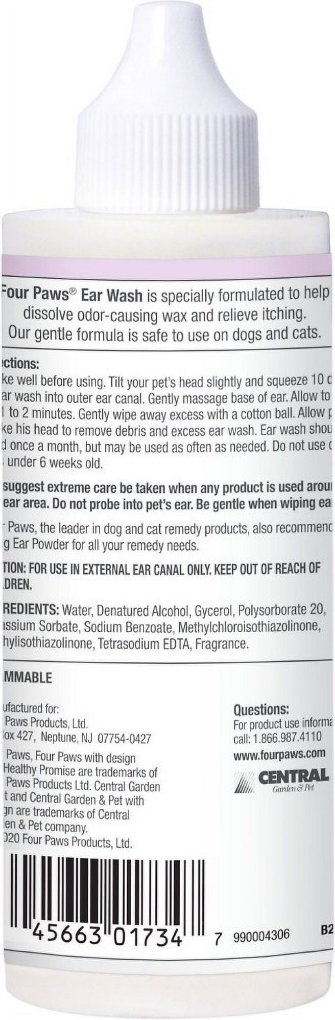5 Pack Four Paws Healthy Promise Dog and Cat Ear Wash [Dog Ear Care, Cat Ear and Eye Care, Bulk Dog Supplies, Four Paws] 20 oz (5 x 4 oz)
