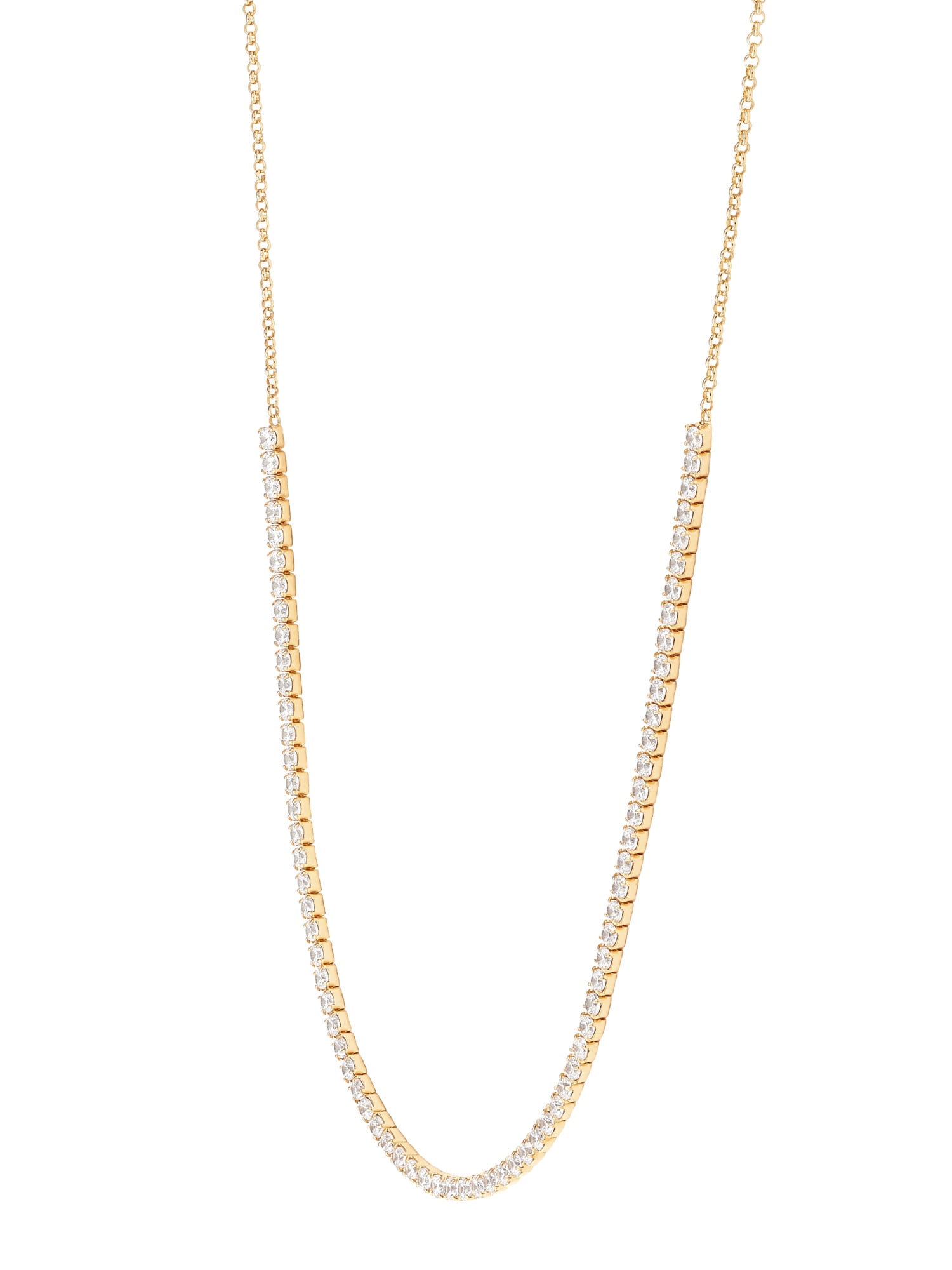 Brilliance Fine Jewelry Cubic Zirconia Adjustable Necklace in Sterling Silver 14KT Gold Plate