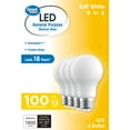 thumbnail image 4 of (2 pack) Great Value A19 LED 13W (100W Equivalent) Soft White E26 Medium Base General Purpose Light Bulbs, Dimmable, 4 Pack, 4 of 12