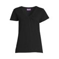 thumbnail image 3 of RealSize Women's Shirred V-Neck Tee with Short Sleeves, Sizes XS-3XL, 3 of 6