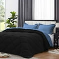 thumbnail image 2 of DNG Creations 3 Piece Reversible Diamond Pattern Comforter Solid - 100% Egyptian Cotton, 800 TC ( Full/ Queen - Size ) All-Season 550 GSM ( Medium-Blue/Black Colour ), 2 of 7