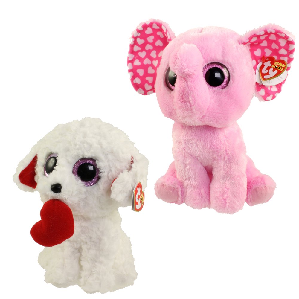 TY Beanie Boos SET of 2 Valentines 2017 Releases (Medium 9 inch) (Sugar & Honey Bun