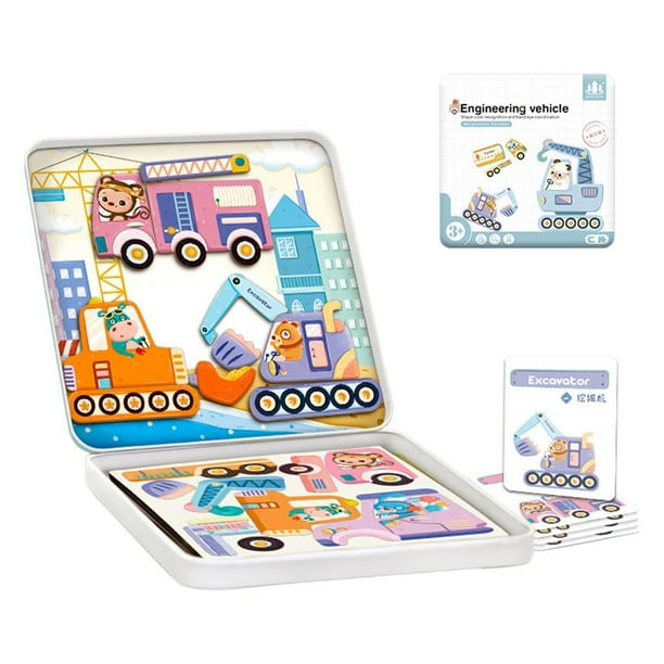 Cartoon Magnetic puzzle children toys Kids Drawing Toys Simulated Set for Toddlers Christmas Halloween Play House Construction Team Equipo de construcción