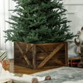 thumbnail image 2 of HOMCOM 24" Wooden Christmas Tree Collar Box Dark Distressed Wood Finish, 2 of 10