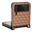 thumbnail image 3 of K-Lion Luxary Wallet Case for with Samsung Galaxy Z Flip 3,Plaid Embossed PU Leather with Card Slot Shockproof  Case for Samsung Galaxy Z Flip 3 6.7 inch,Brown, 3 of 6