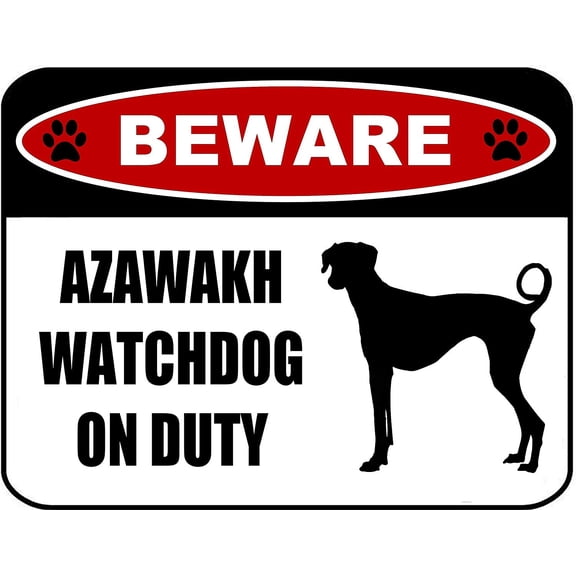 PCSCP Beware Azawakh Watchdog On Duty (Silhouette) 11.5 inch x 9 inch Laminated Dog Sign