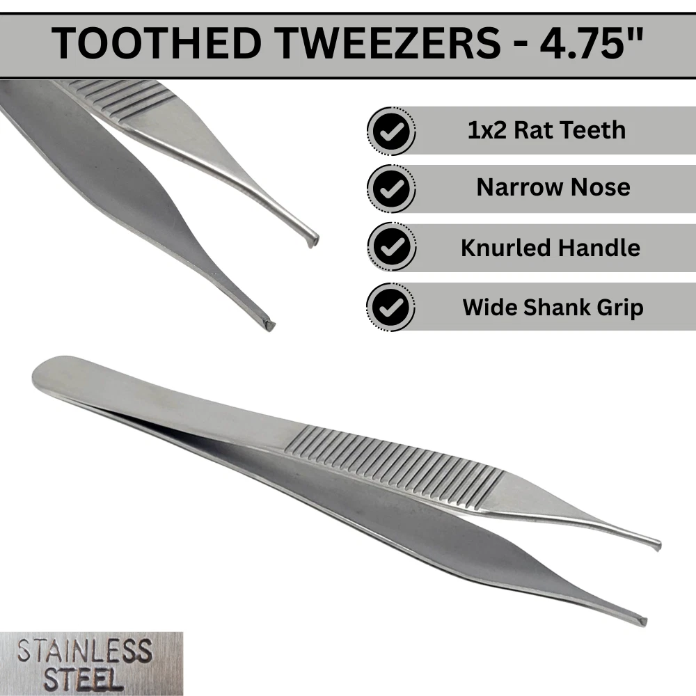 Lab Tweezers with Straight & Curved Tips Made of Stainless Steel Essential Lab Kit - 8 Pcs Lab Forceps