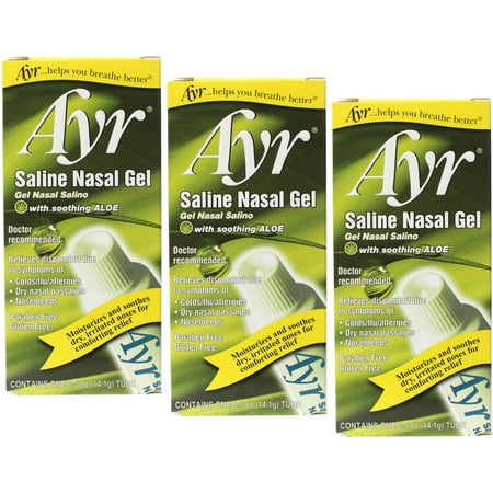 Ayr Saline Nasal Gel, with Soothing Aloe, 0.5 Ounce Tube (Pack of 3)