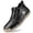 Black, variant on Women's Outdoor Casual Leather Shoes,Vintage Trendy Mid Top Hand-Stitching Non- Side Zipper Travel Hiking Sneakers