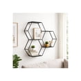 thumbnail image 3 of Metall Hexagon Wall Mounted for Home Decor - Geometric Storage Organizer for Bedroom, Office, or Living Room Display - Wall Shelf for Pictures, Books, and Decors - 26", Black, 3 of 12