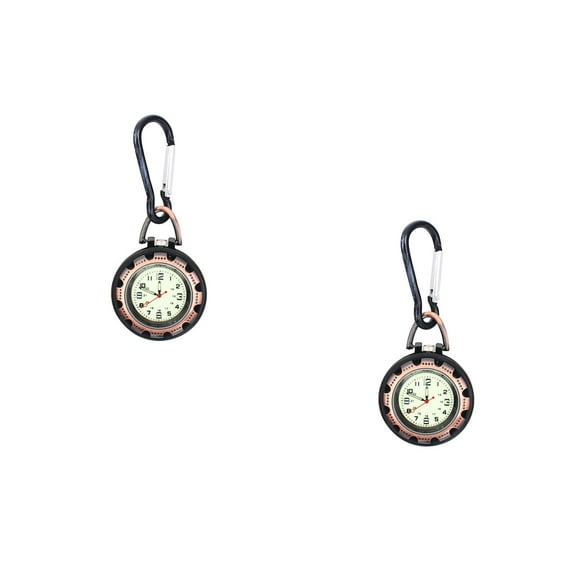 WORGEOUS 2pcs Clip on Carabiner Watch Glow in The Dark Fob Watch Sports Backpack Belt Pocket Watch for Doctors Nurses Outdoor Activities A