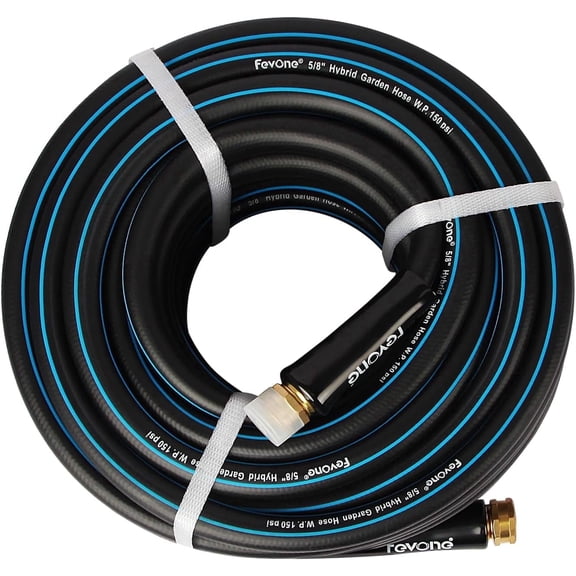 Fevone Garden Hose 50ft x 5/8" - No Kink Flexible Water Hose with Brass Fittings