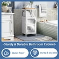 thumbnail image 5 of Bamboo Bathroom Storage Cabinet, 4 Tier Small White Floor Cabinet with Single Door, Free Standing Slim Narrow Storage Organizer for Bedroom Living Room, 5 of 16