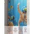 thumbnail image 5 of Funny Cat Diving Sheer Curtains 2 Panels Set Seafloor Corals Fish Oceans Modern Sheer Window Curtains Light Filtering Rod Pocket Voile Drapes for Bedroom Living Room 52"X96", 5 of 8