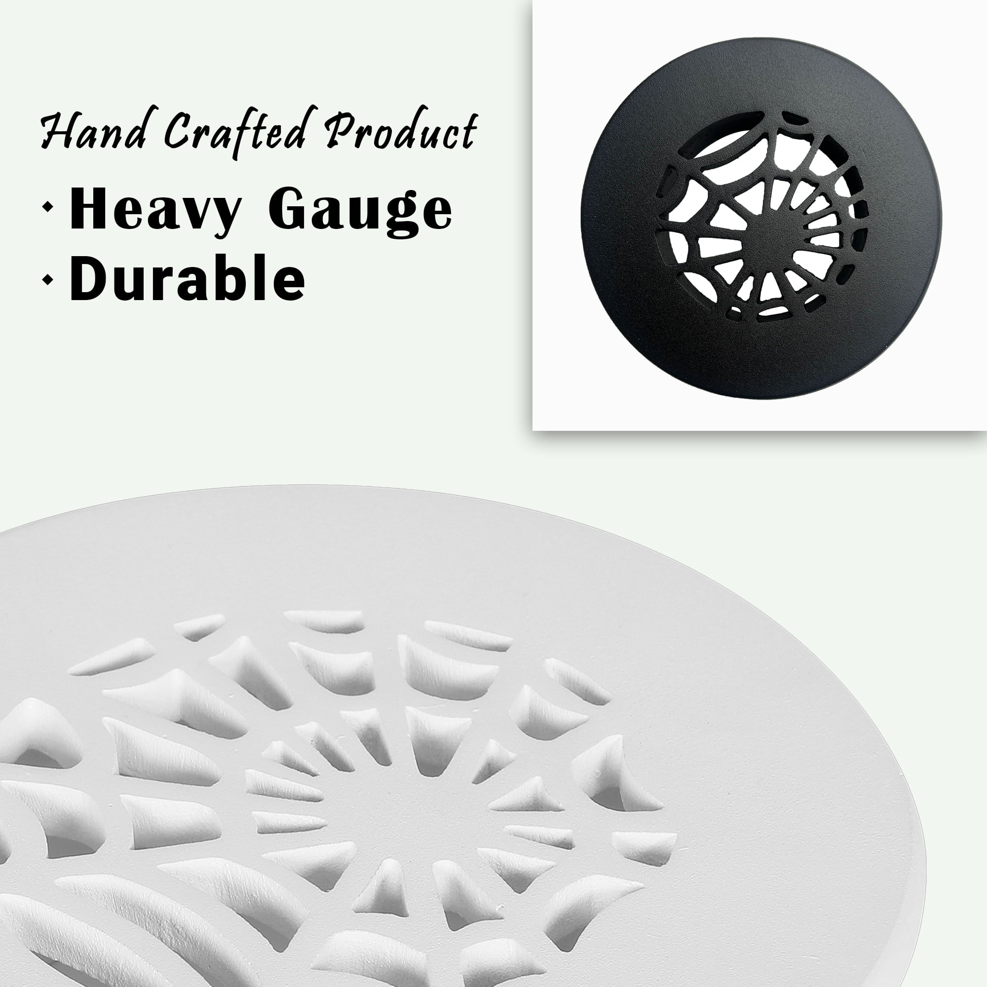 Spooky Gothic Round Vent cover 4" Duct Opening (Overall 5-1/2") Spider Web Design Solid Cast Aluminium Register