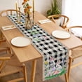 thumbnail image 3 of Table Runner 60 Inches Long for Kitchen Dining, Easter Dresser Scarf Farmhouse, Dining Table Decorations for Wedding/Parties, Spring Rabbit Flowers Colorful Eggs Black Lattice 13 x 60 In, 3 of 8