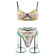 thumbnail image 2 of Gibobby Conjunto ropa interior mujer Conjuntos de Lencería Sexy para Mujer Brasier de Encaje Flores Sujetador Abierto Tanga G-String Thong Ropa Interior Pijama(Verde, G), 2 of 5