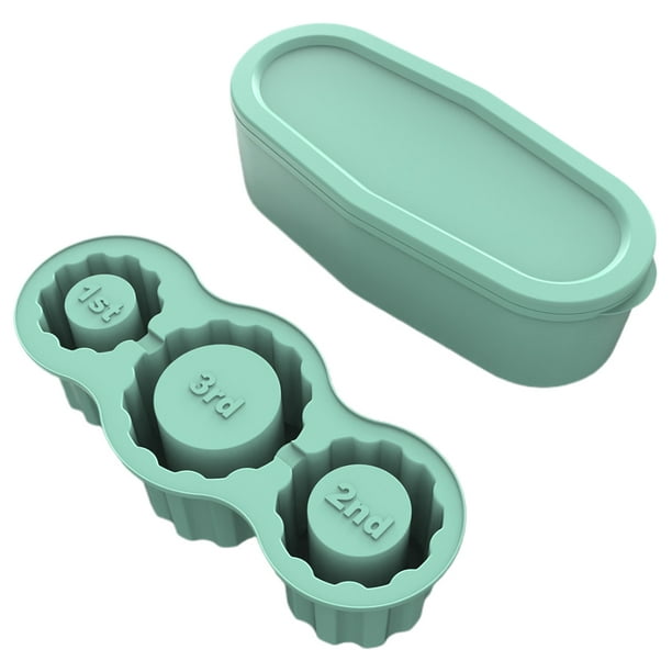 Bandeja para cubitos de hielo grande con tapa cilindro de silicona molde para hielo para taza de 30-40 onzas color verde