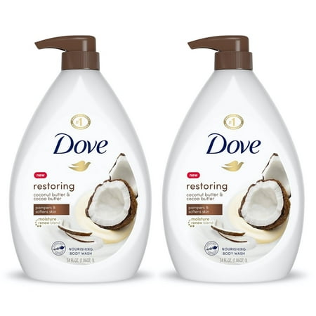 (2 pack) Dove Purely Pampering Body Wash Coconut butter & Cocoa butter 34 oz