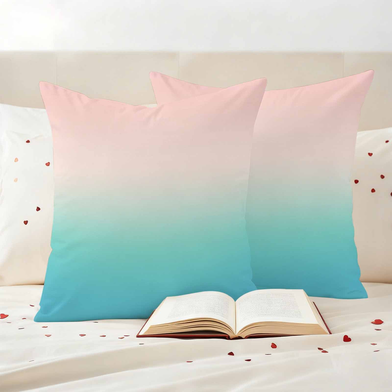 Pink Cyan Pillow Covers 2 Pack Gradient Abstract Ombre Art Pillowcase Waterproof Outdoor Throw Pillow Cover for Patio Garden Square Cushion 20”x20”
