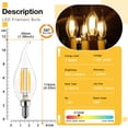 thumbnail image 2 of C35T LED Light Bulbs, 4W E12 110V Candelabra Light Bulbs Dimmable LED Light Bulbs 2700K Warm White 400LM Flame Light Bulbs Tip Vintage CA11 Candle Light Bulbs, 1 Pack, 2 of 6
