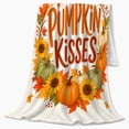 thumbnail image 2 of Pumpkin Kisses Farmhouse Autumn Harvest, Playful Rustic Scene, Warm Flannel Blanket for Ranch House and Living Room, Animal Lovers Thanksgiving Gift, Rustic Home Decor, 2 of 9