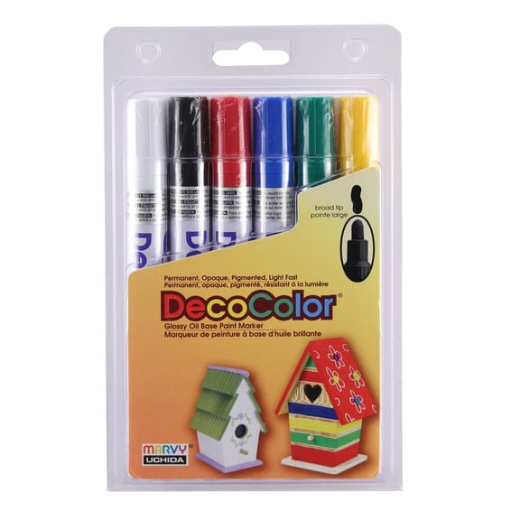 DecoColor Glossy Oil-Based Paint Marker Broad Tip for Glass, Clay, Wood, Stone, Porcelain, Mirrors, Metal, and Paper