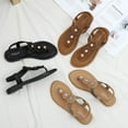thumbnail image 4 of Women's Bohemian Beaded Flat Sandals - Open-Toe T-Strap Roman Sandals with Elastic Back Strap, 4 of 23
