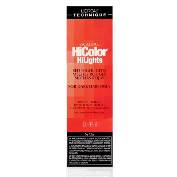 L'OREAL TECHNIQUE HiColor Blonde OKA4 HiLights Permanent Hair Color For Dark Hair - Intense Blonde Highlights, No Pre-Lightening Required, No-Drip Crème and Color Resists Fading, Copper