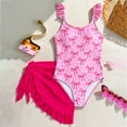 thumbnail image 5 of Linfrsh Girls Swimsuit 2 Piece Criss Cross Tankini Sets Ruffle Bathing Suit with Adjustable Strap Girls' Swimwear 6-14Y(Hot Pink,7-8 Years), 5 of 8
