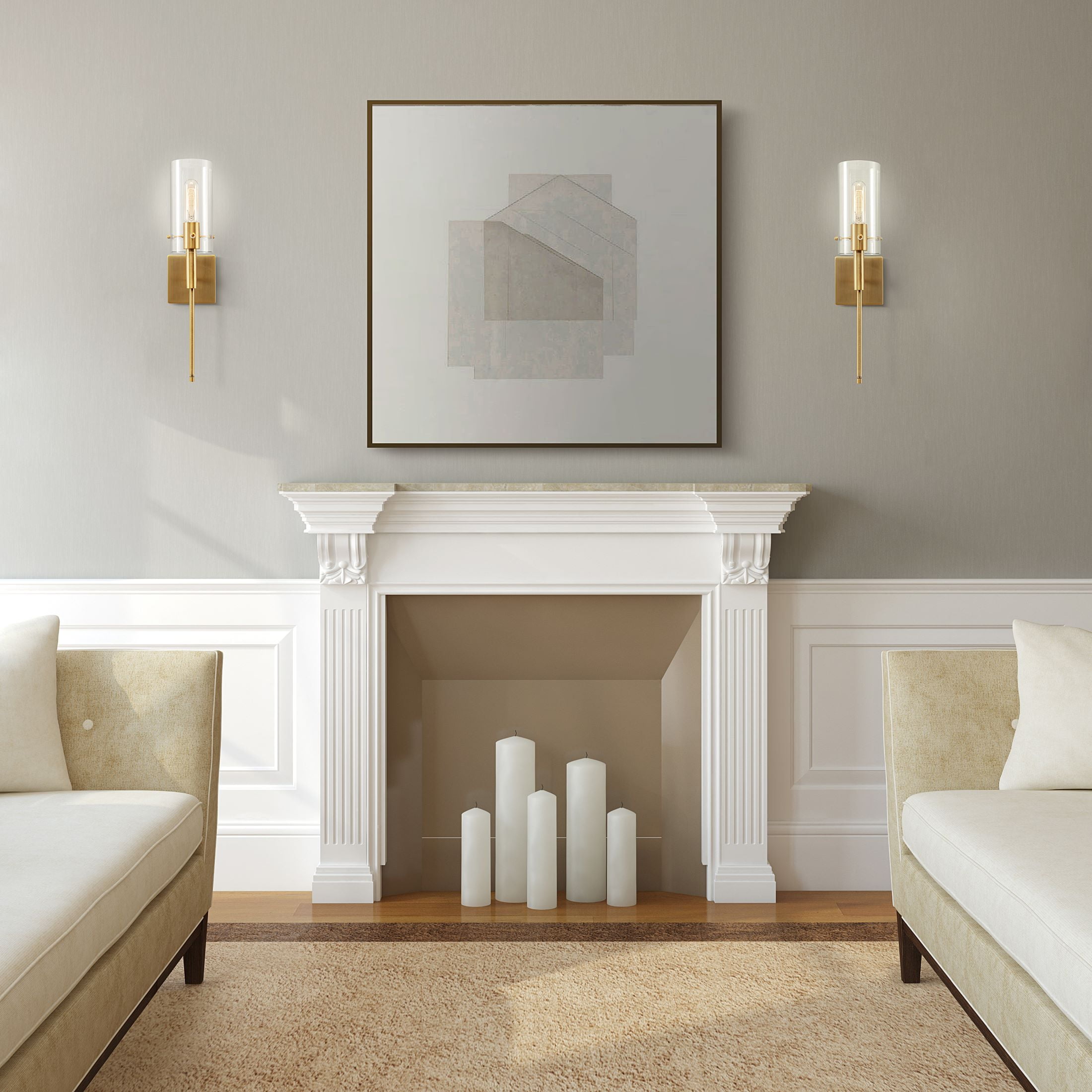Kyrid Antique Brass Iron Armed 1-Light Wall Sconce Set of 2, Modern Slim Wall Sconce Set of 2 for Hallway & Bathroom