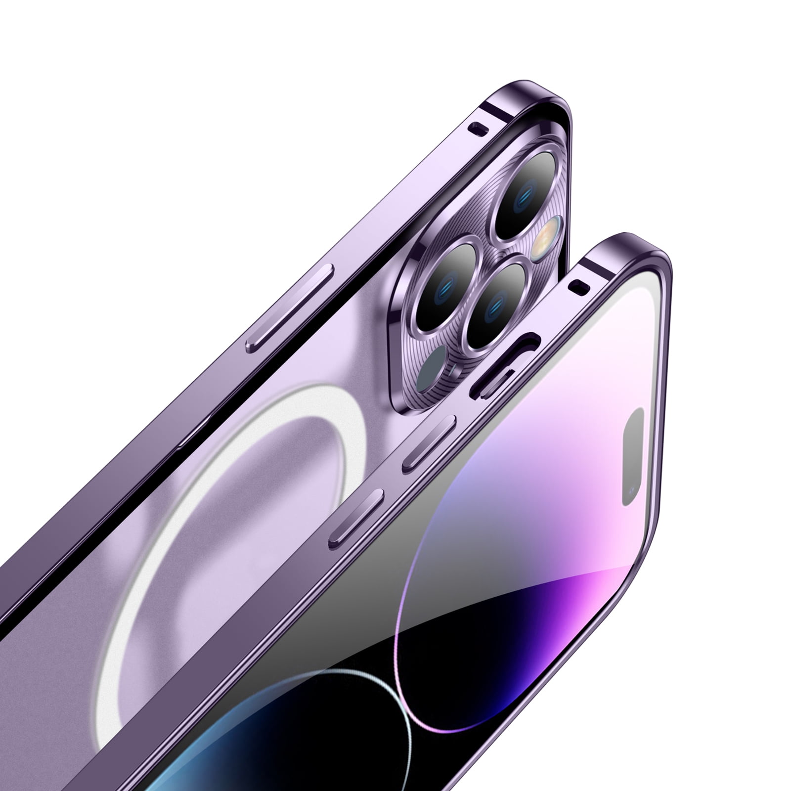 TECH CIRCLE Magnetic Case for iPhone 14 Plus 6.7 inch,Luxury Metal Clear Glossy Camera Lens Protective Magsafe Heave Duty Shockproof Hybrid Rugged Slim Fit Back Cover.For iPhone 14 Plus,Blue