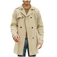 thumbnail image 2 of NoxwB Men's Fashion Loose Fit Solid Color Mid Length Trench Coat Casual Business Peacoat Lapel Double Breasted Long Sleeve Jacket Khaki S, 2 of 9