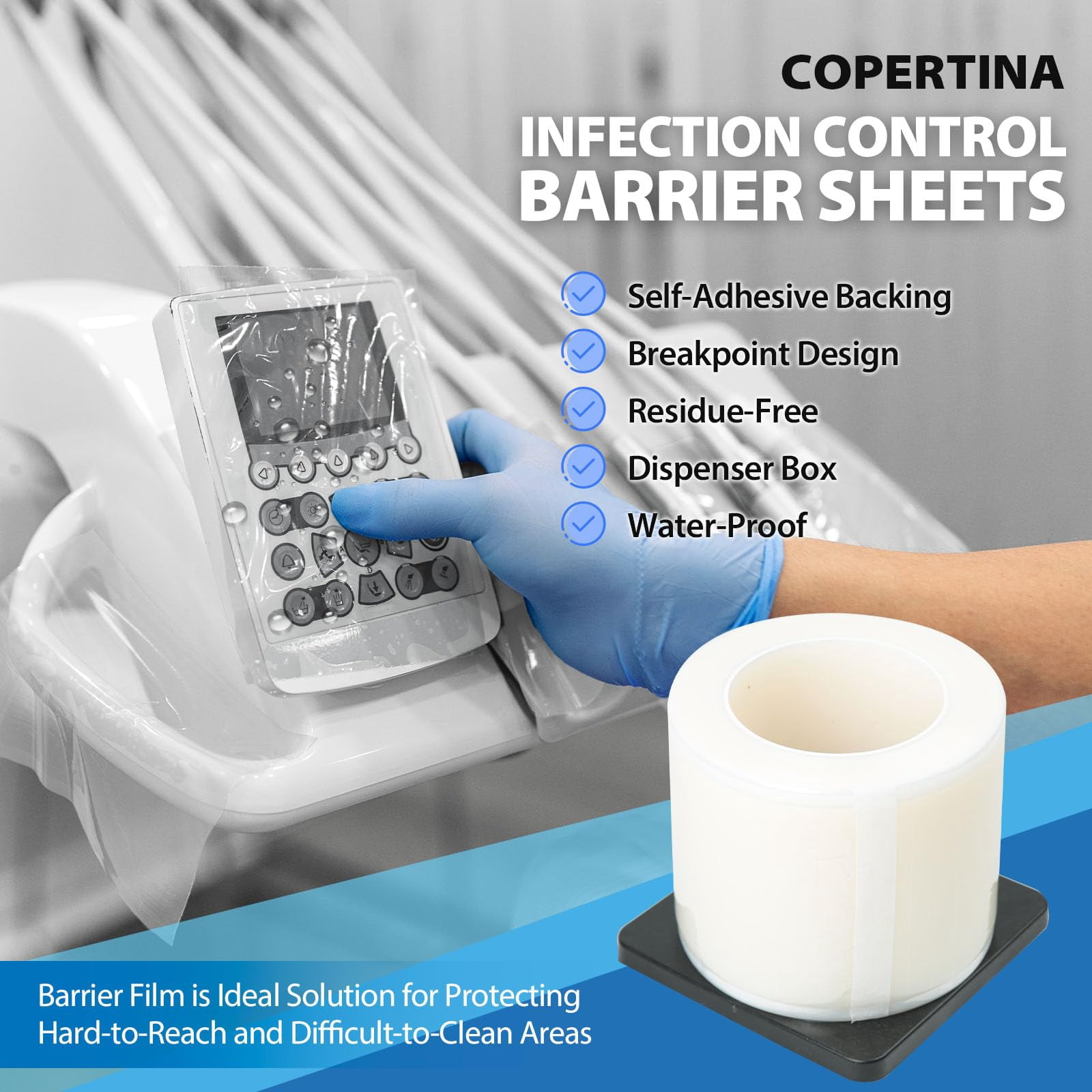Dental Barrier Film Roll, 4 x 6 in, 2400 Sheets – Clear