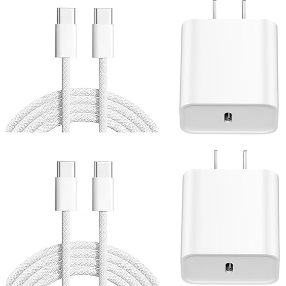 LinQingQ iPhone 17 16 Charger Fast Charging, 2Pack 20W USB C Fast Charger Block with 2Pack Woven 6FT Long Type-C Cable 60W for iPhone 17 Air/16/17 Pro Max/iPhone 16e/iPhone 15/15 Pro Max/iPad Pro/AirP