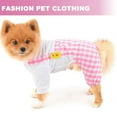 thumbnail image 4 of Outfits for Small Dogs, Summer Shirts with Plaid Pants, Cats Clothes Adorable Overalls for Pets 4 Legs(pink) - S, 4 of 5