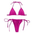 thumbnail image 3 of SZXZYGS Womens Swimsuits High Waisted Plus Women Halter String Bikini Set Sexy Thong Two Piece Swimsuits Solid Color Bathing Swimwear Independence Day 2024, 3 of 3