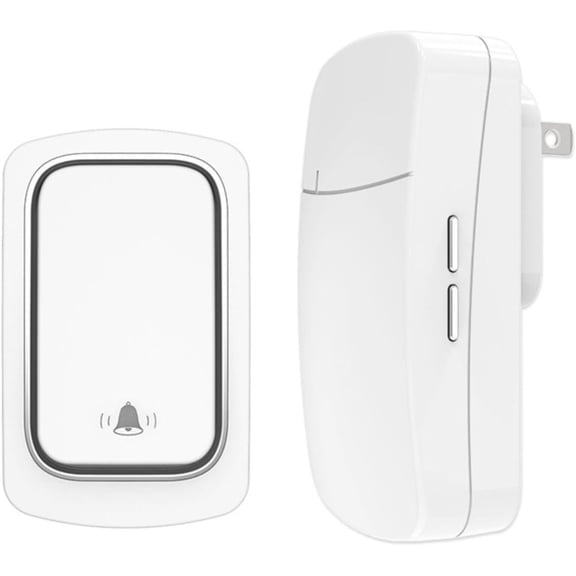 Self-Powered Wireless Doorbell Plug-in Kit with IP66 Waterproof, 500ft Range, Custom Chimes, White
